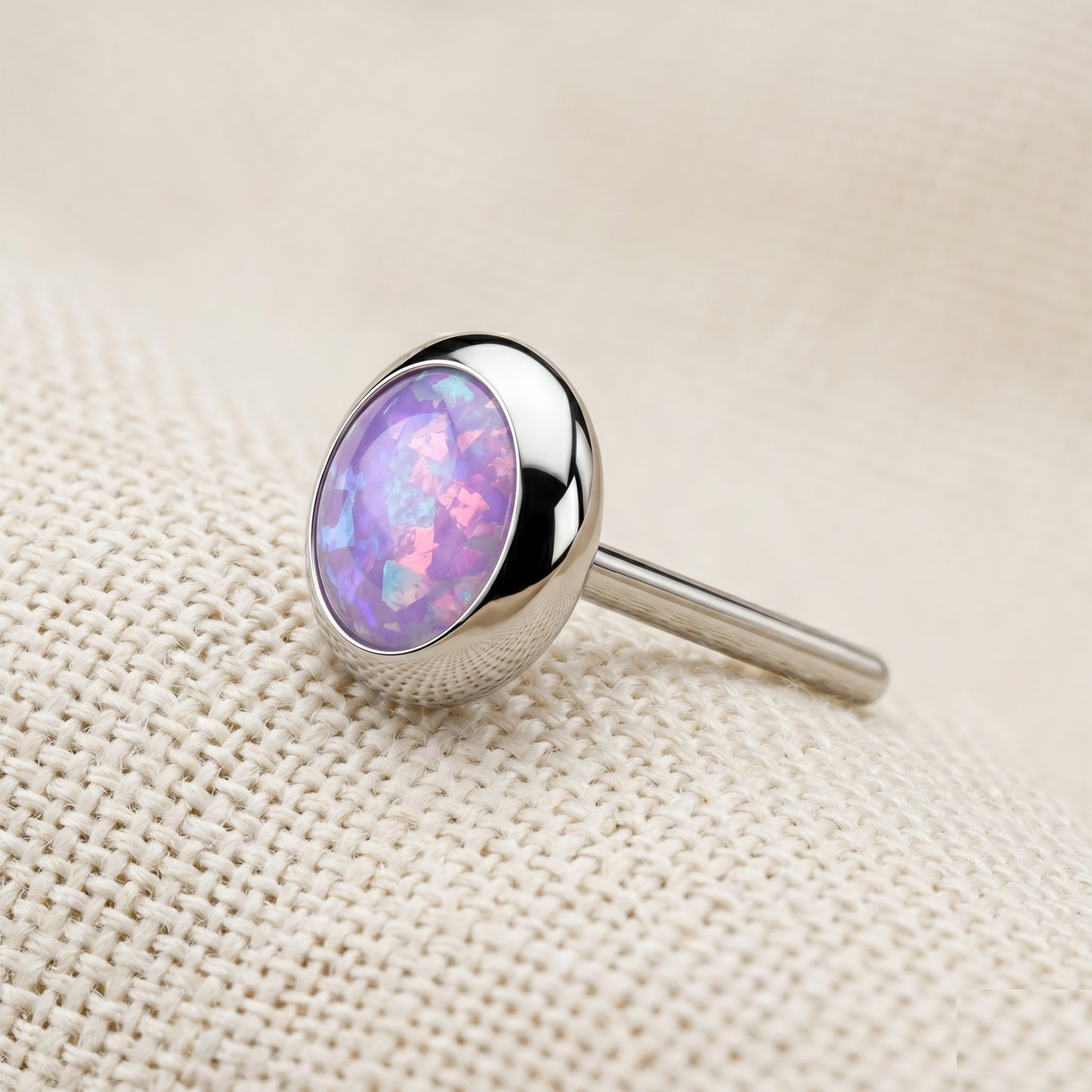 Titanium Flat Bezel Opal Threadless Top
