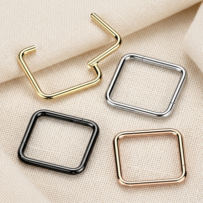 Titanium Square Hinged Segment Hoop Ring 16G 18G