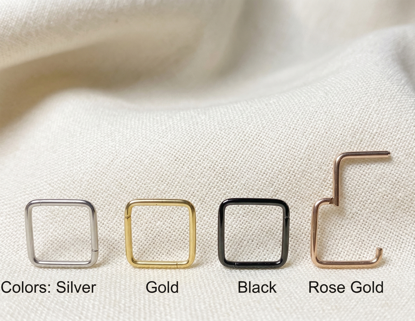Titanium Square Hinged Segment Hoop Ring 16G 18G