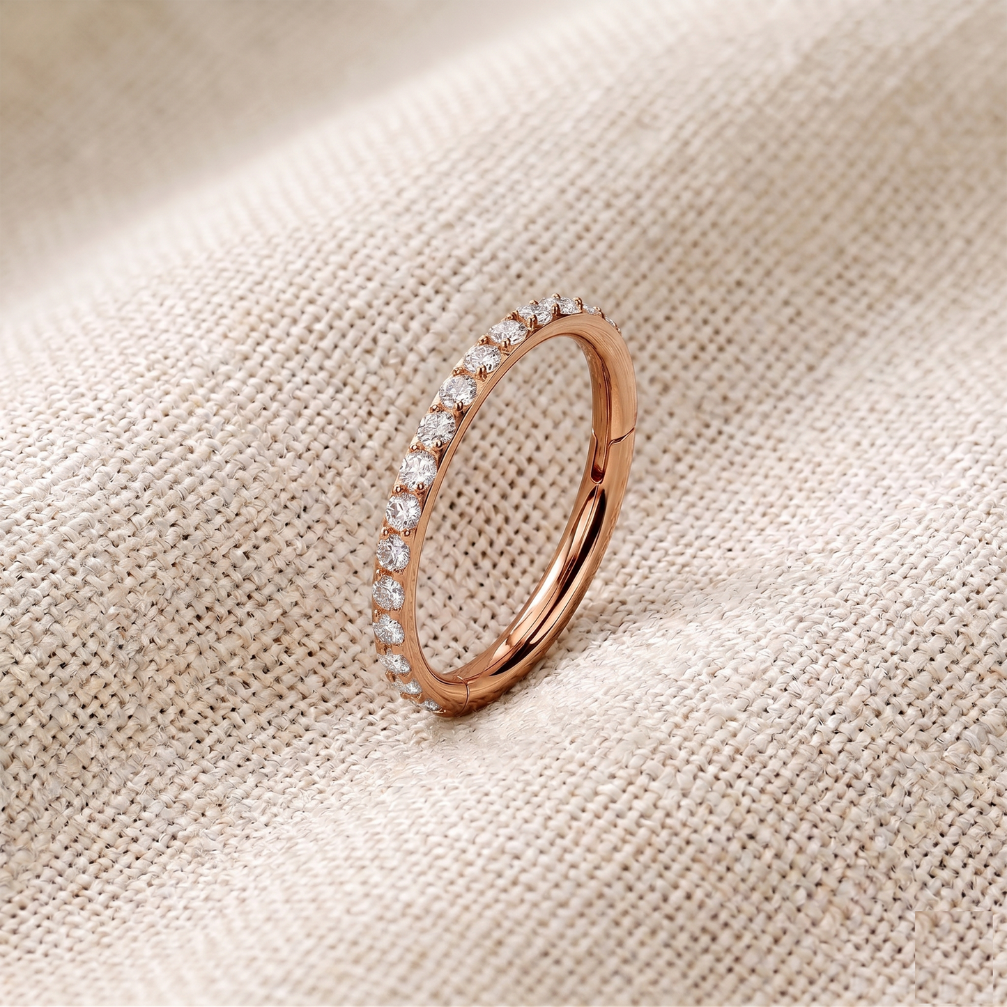 Titanium CZ Segment Hinged Hoop 16G 18G