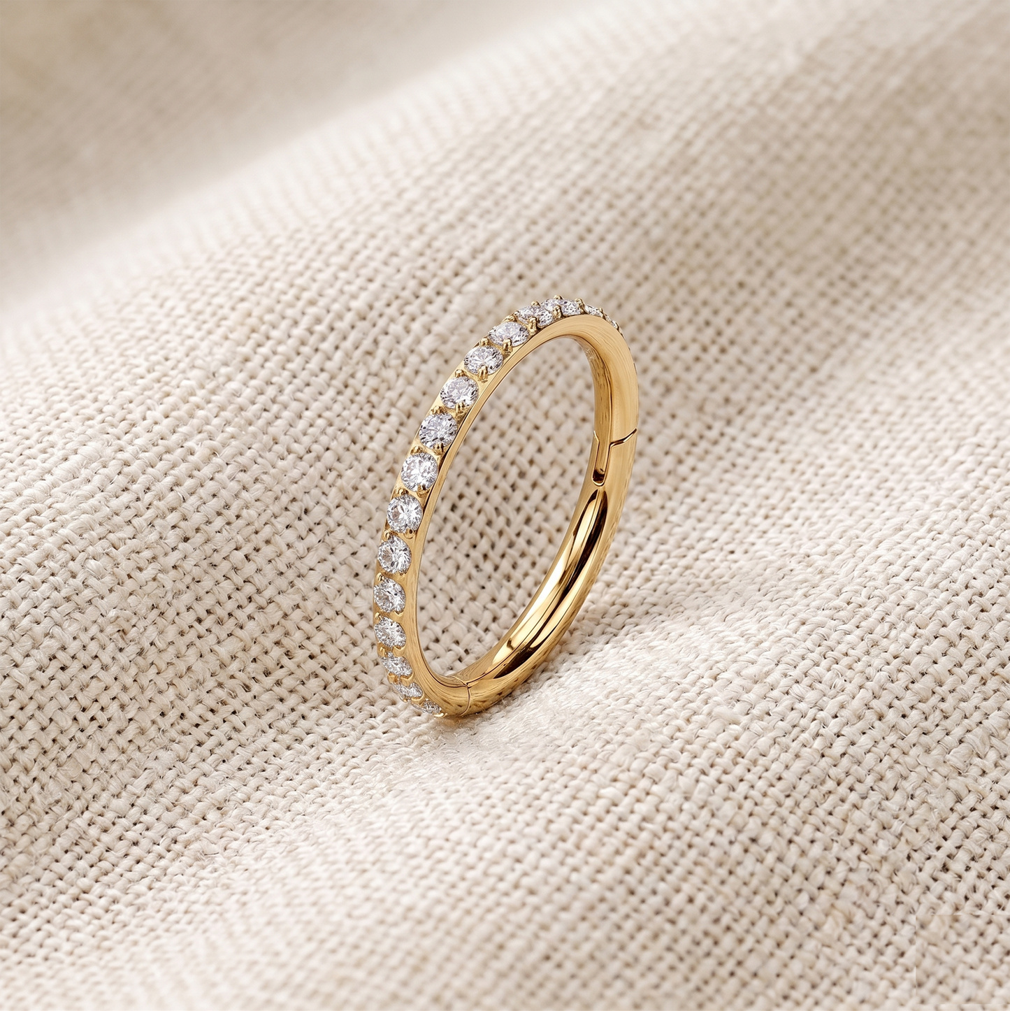 Titanium CZ Segment Hinged Hoop 16G 18G