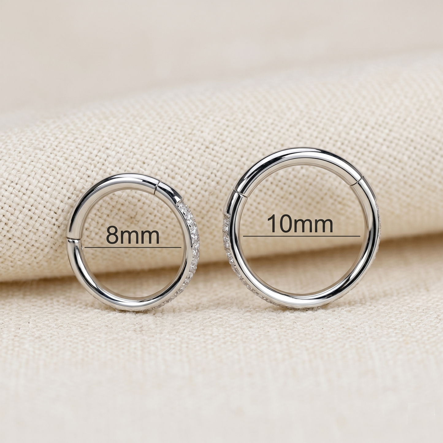 Titanium CZ Segment Hinged Hoop 16G 18G