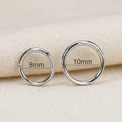 Titanium CZ Segment Hinged Hoop 16G 18G