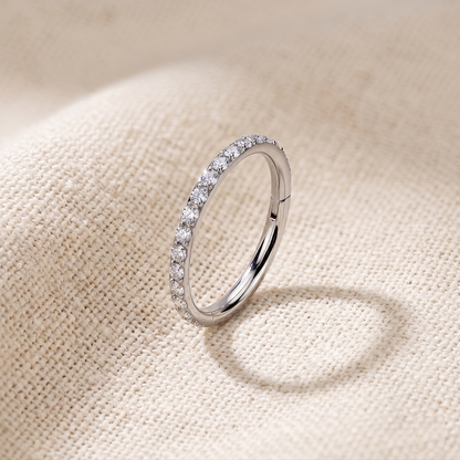 Surgical Steel Hinged CZ Hoop Ring