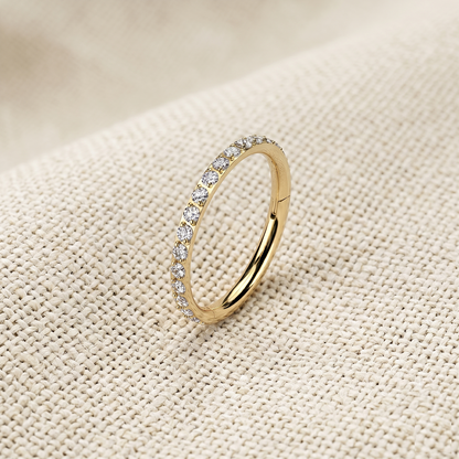 Surgical Steel Hinged CZ Hoop Ring