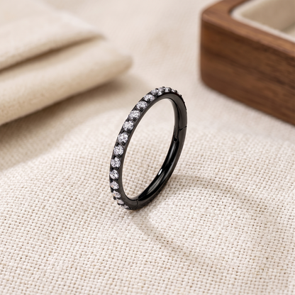 Surgical Steel Hinged CZ Hoop Ring