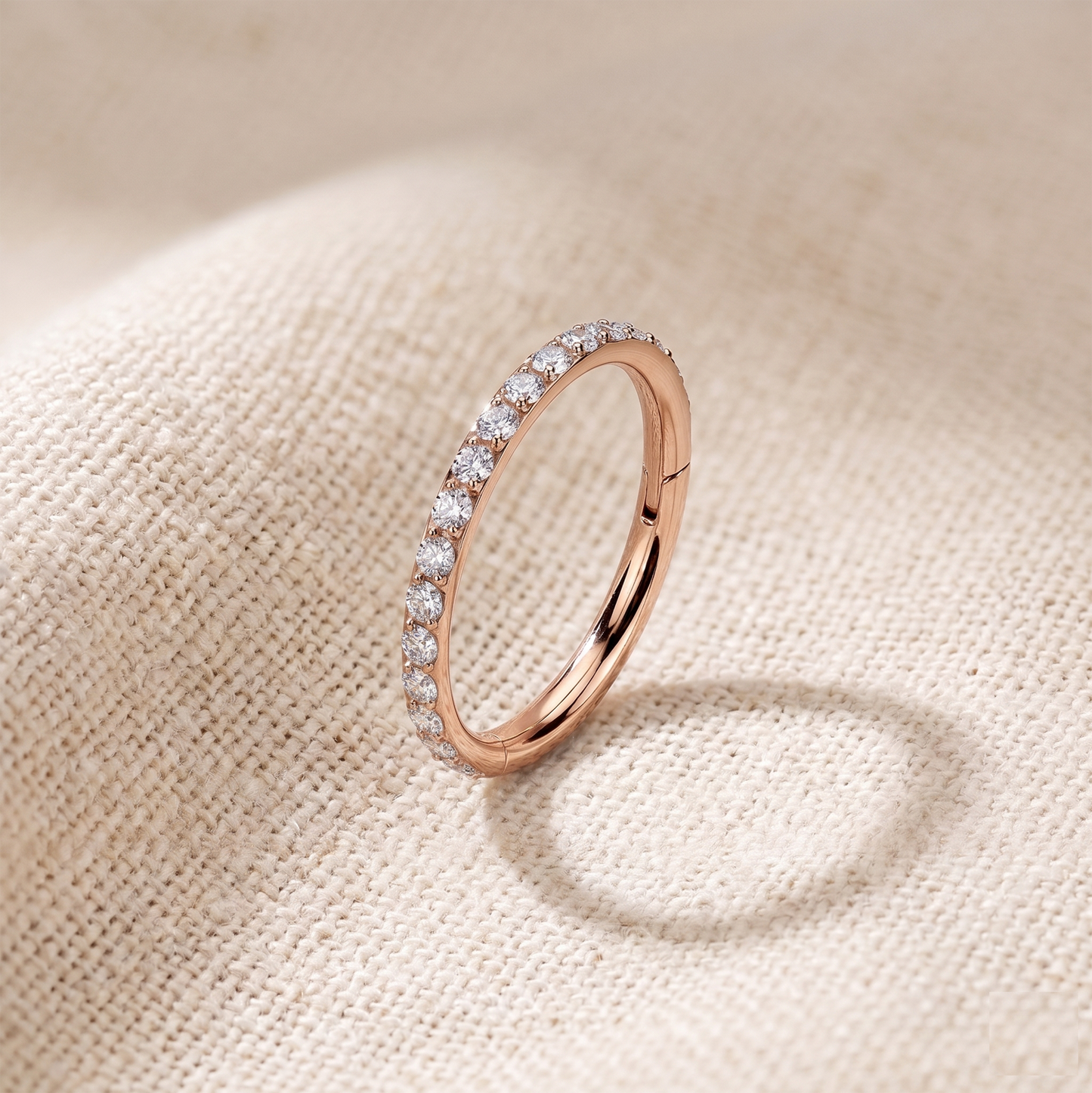 Surgical Steel Hinged CZ Hoop Ring