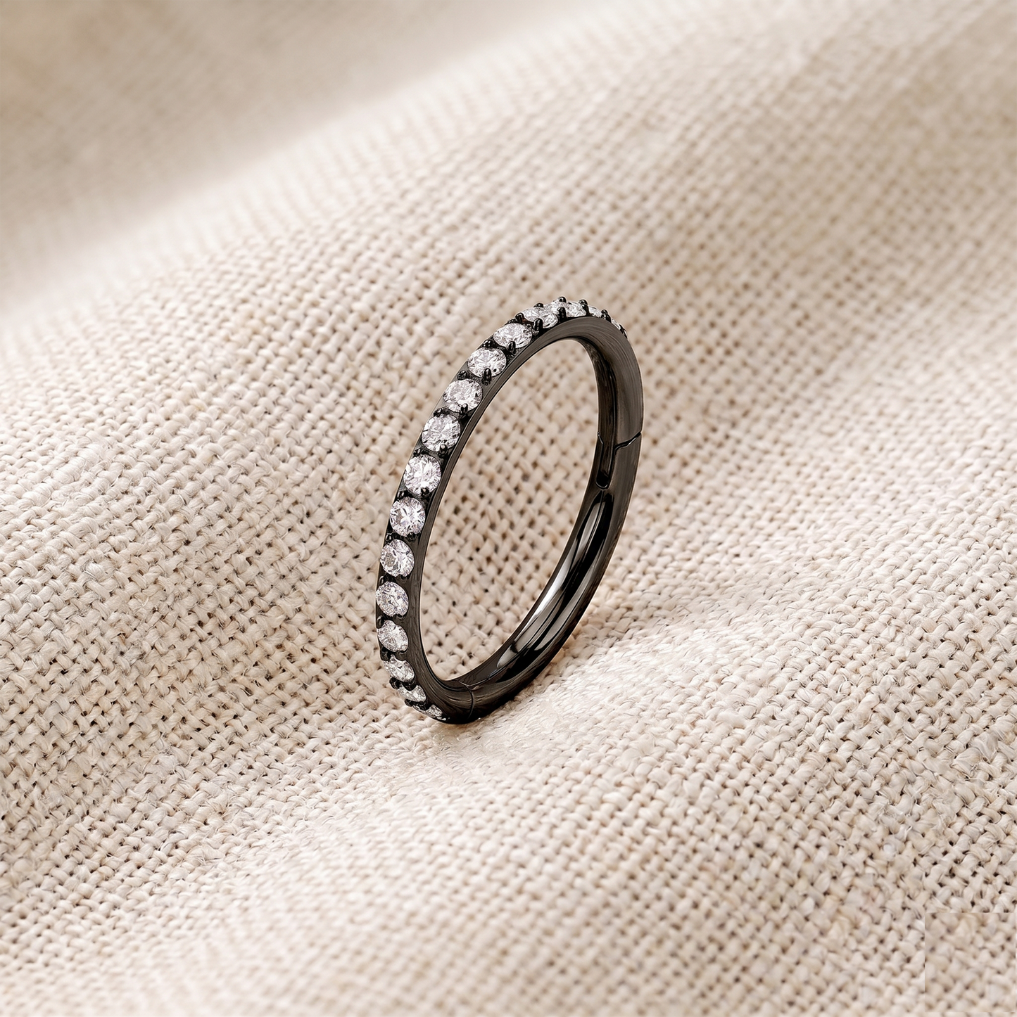 Titanium CZ Segment Hinged Hoop 16G 18G