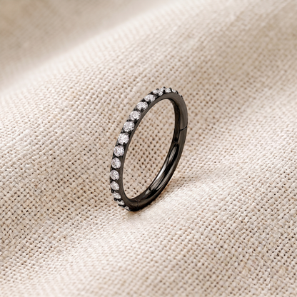 Titanium CZ Segment Hinged Hoop 16G 18G
