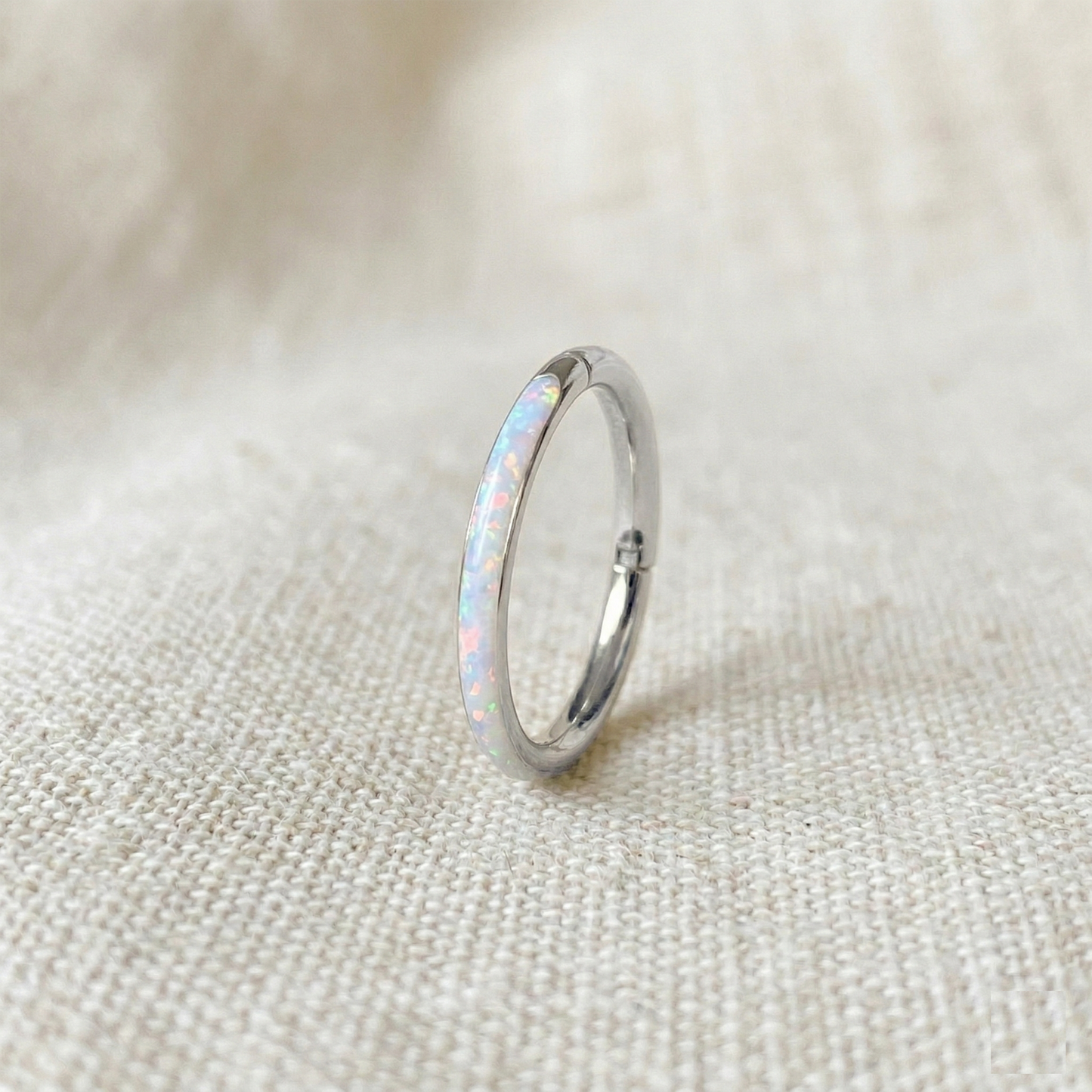 Surgical Steel Opal Edge Hinged Hoop