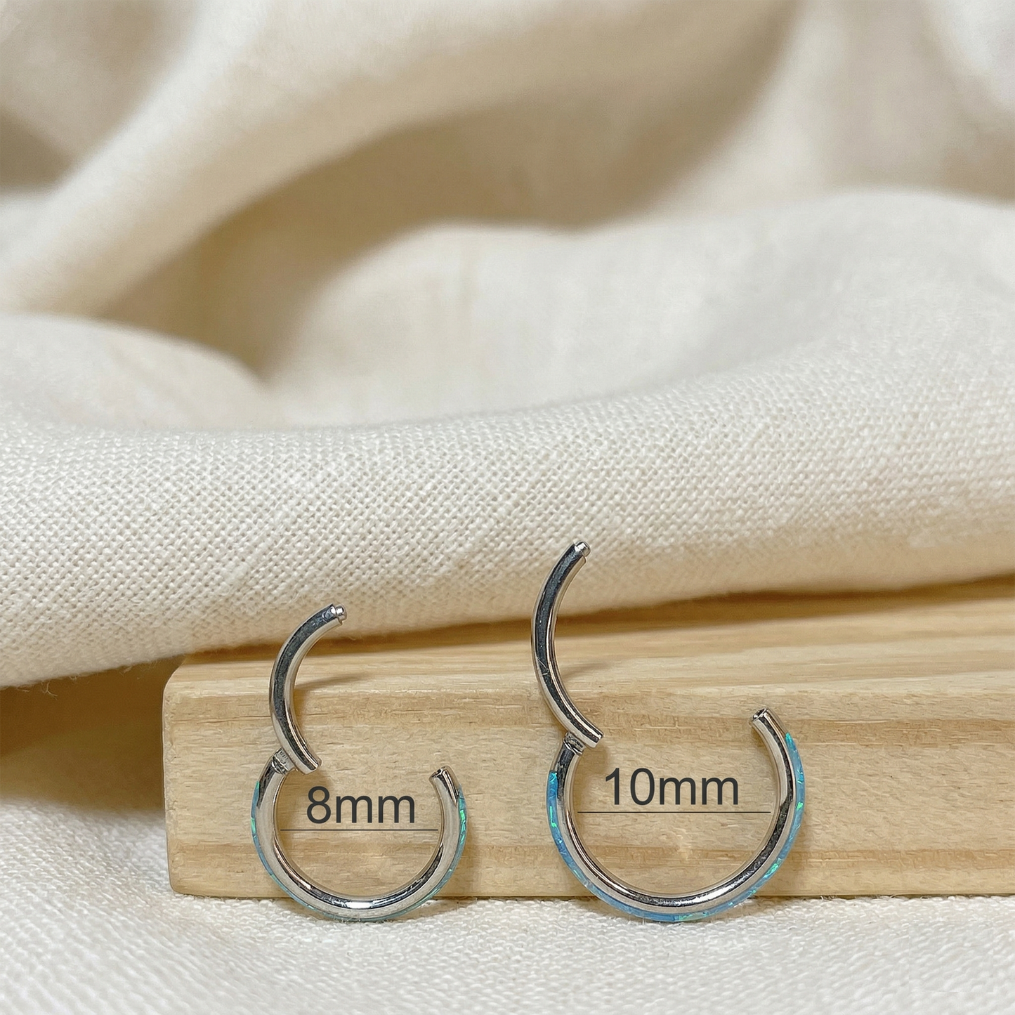 Surgical Steel Opal Edge Hinged Hoop