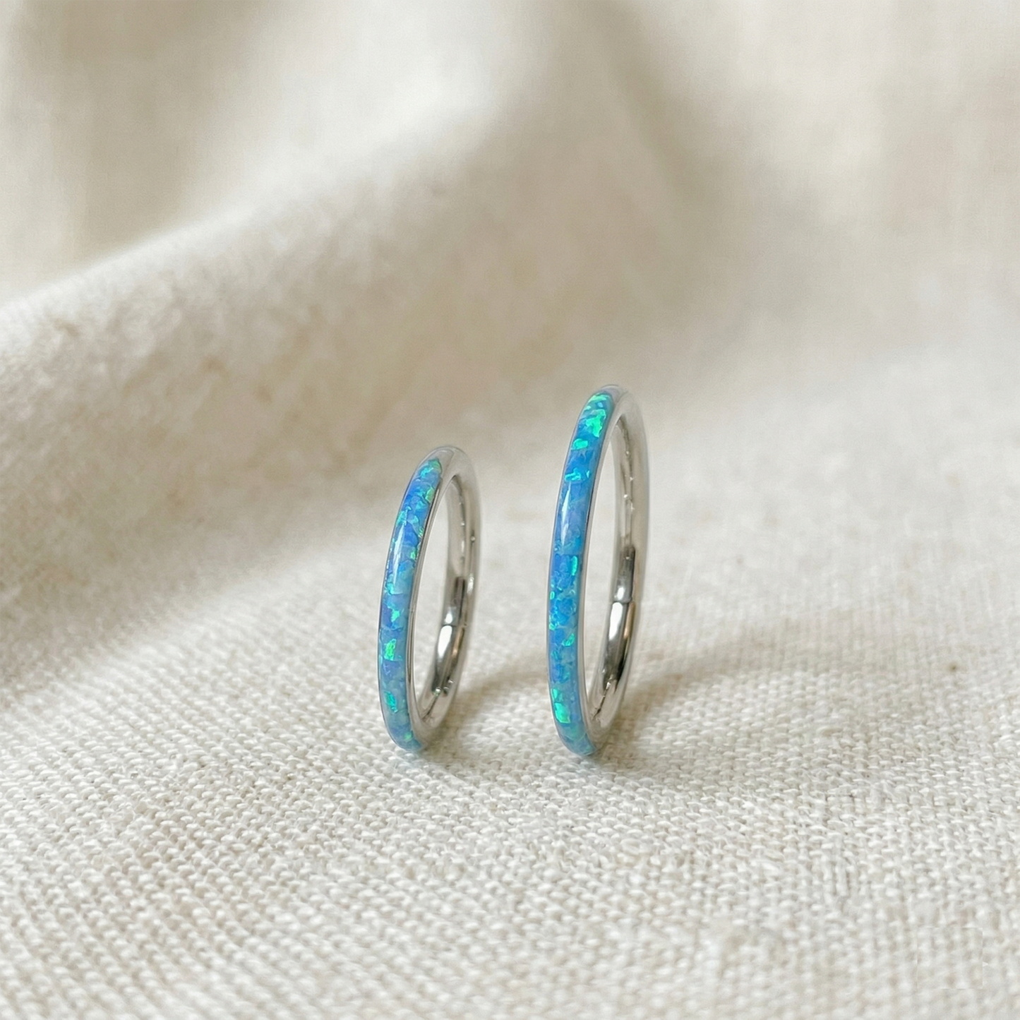 Surgical Steel Opal Edge Hinged Hoop