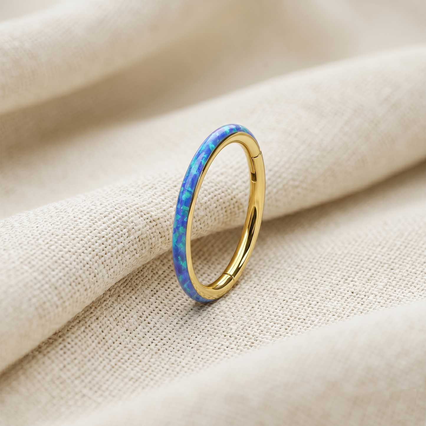 Surgical Steel Opal Edge Hinged Hoop