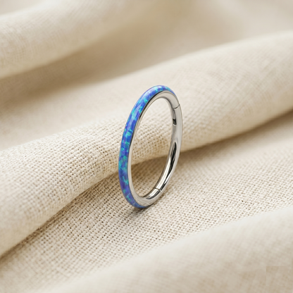 Surgical Steel Opal Edge Hinged Hoop