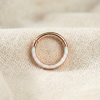 Surgical Steel White Opal in Front Hinged Hoop