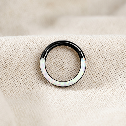 Surgical Steel White Opal in Front Hinged Hoop