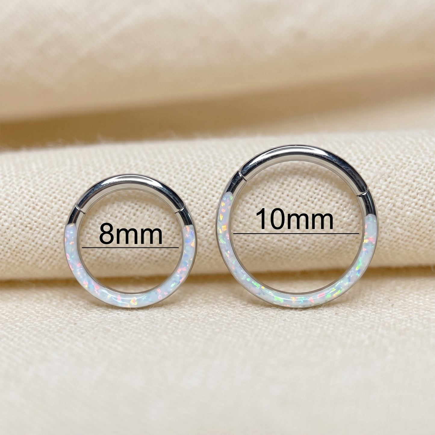 Surgical Steel White Opal in Front Hinged Hoop