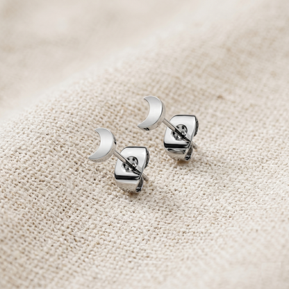 Titanium Crescent Moon Stud Earrings 20G