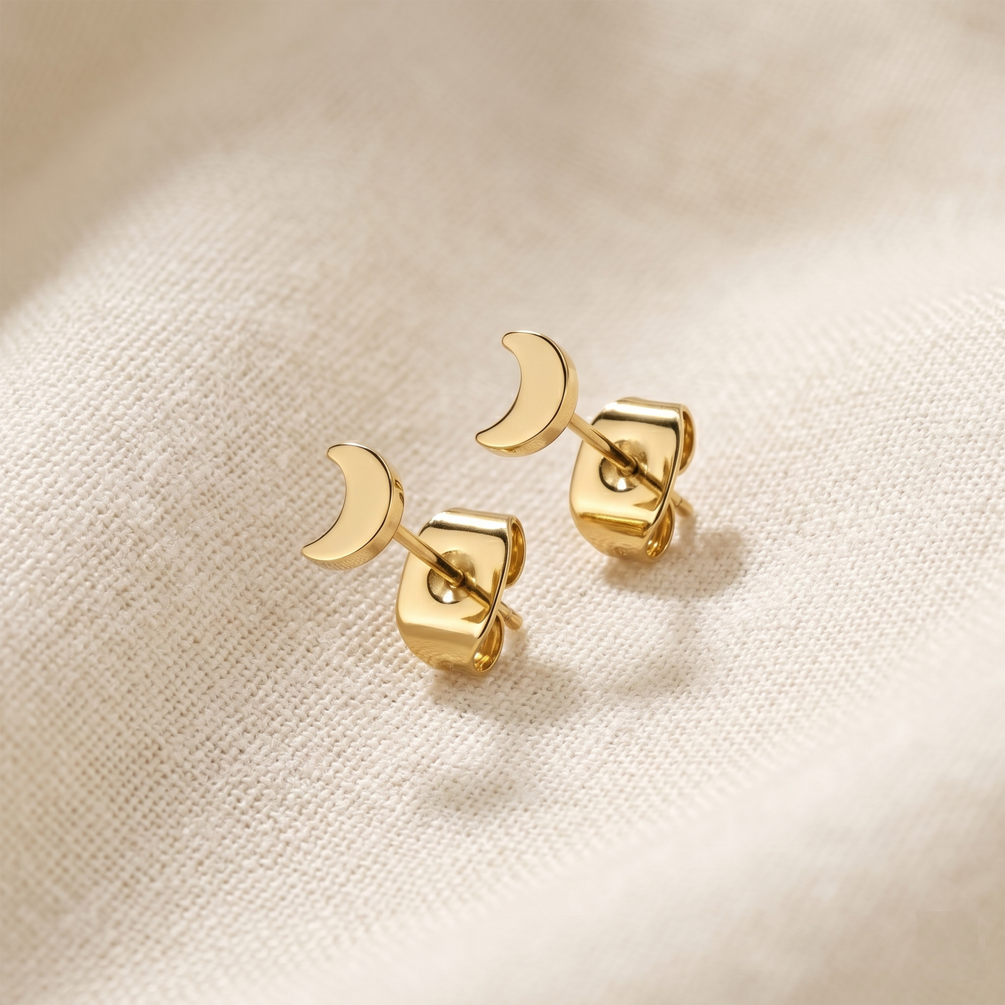 Titanium Crescent Moon Stud Earrings 20G