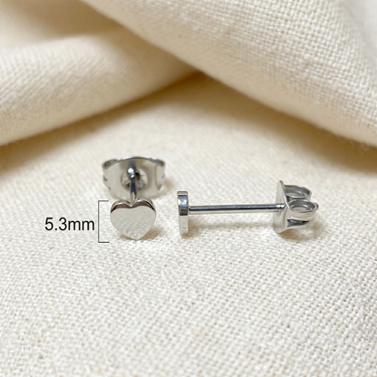 Titanium Heart Stud Earrings 20G