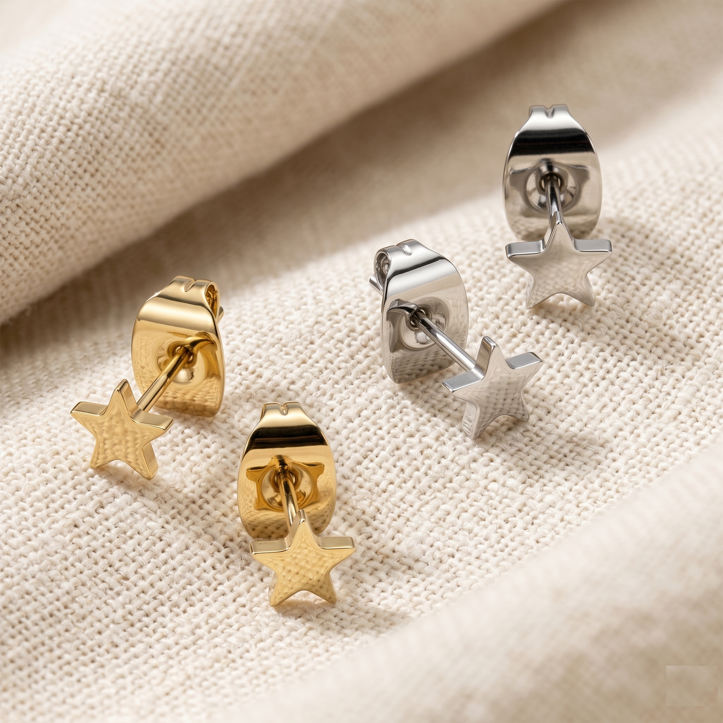 Titanium Star Stud Earrings 20G