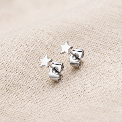 Titanium Star Stud Earrings 20G