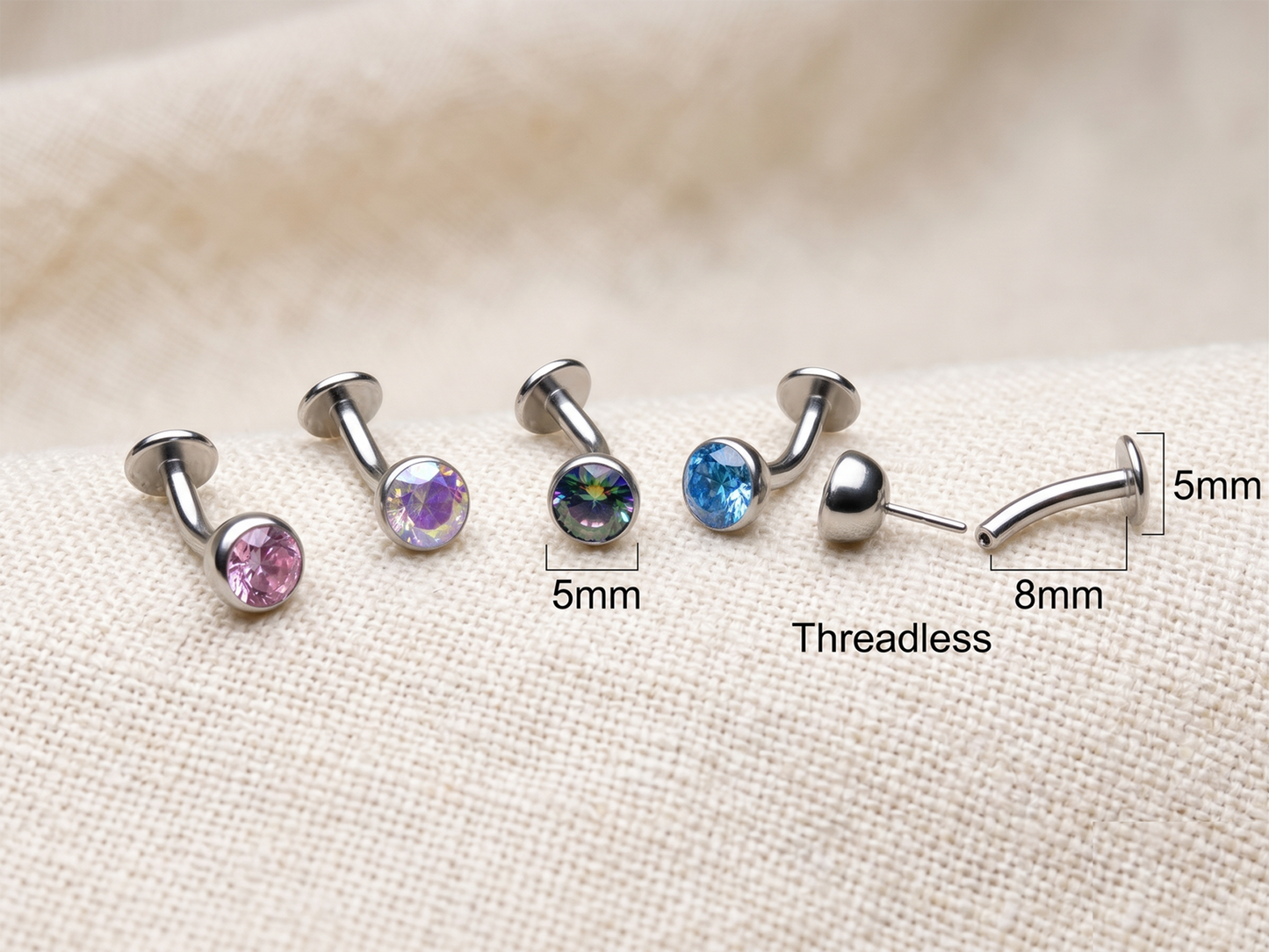 Titanium Threadless CZ Ball Belly Ring 14G