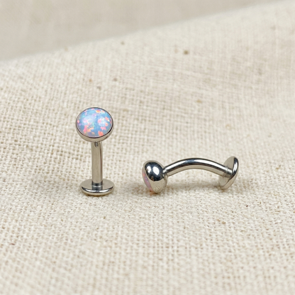 Titanium Threadless Opal Ball Belly Ring 14G