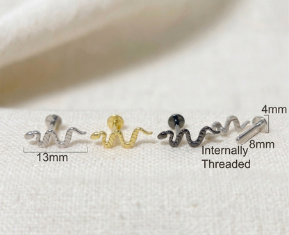 Titanium Snake Threaded Labret Stud 16G