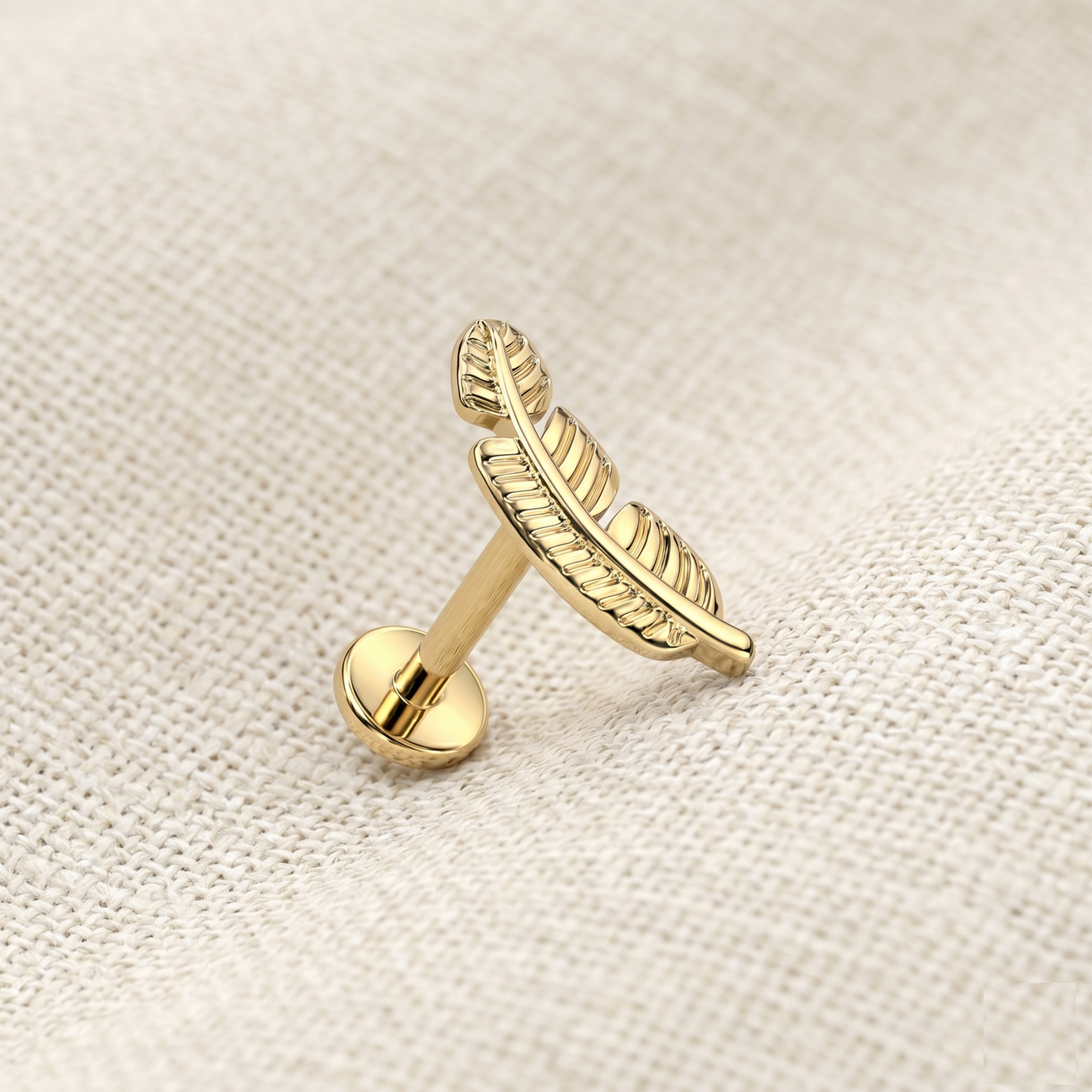 Titanium Leaf Threaded Labret Stud 16G