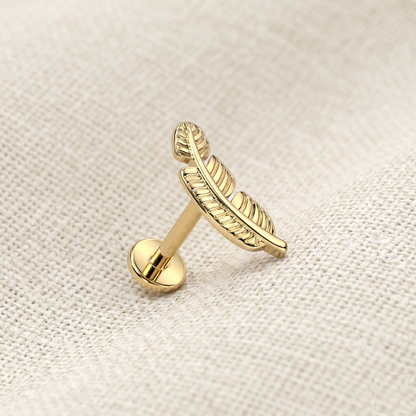 Titanium Leaf Threaded Labret Stud 16G