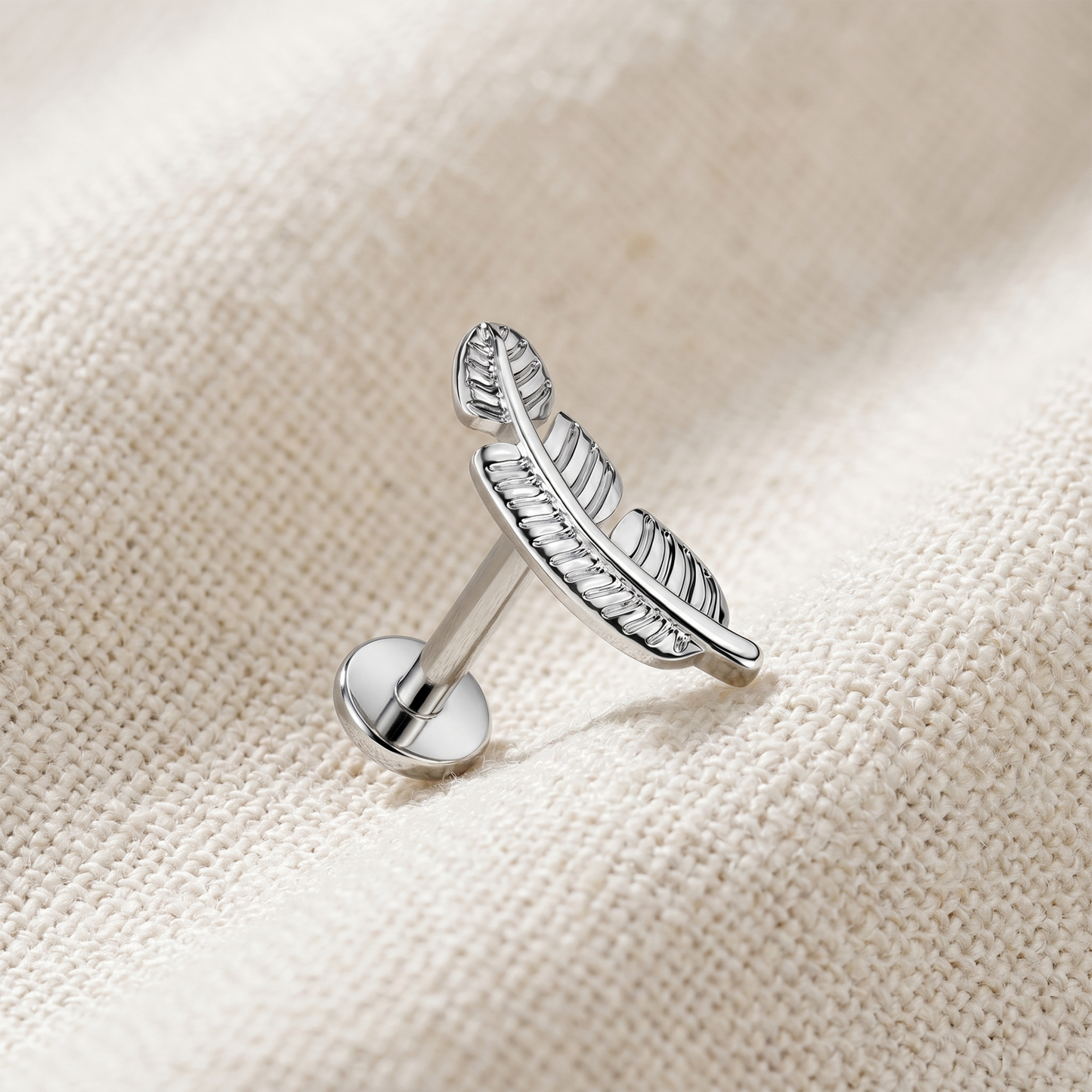 Titanium Leaf Threaded Labret Stud 16G
