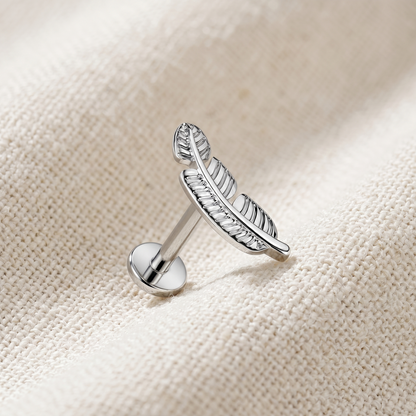 Titanium Leaf Threaded Labret Stud 16G