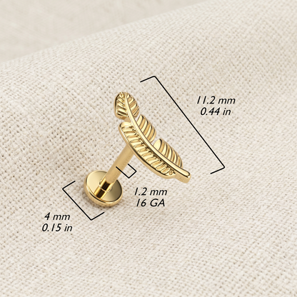 Titanium Leaf Threaded Labret Stud 16G