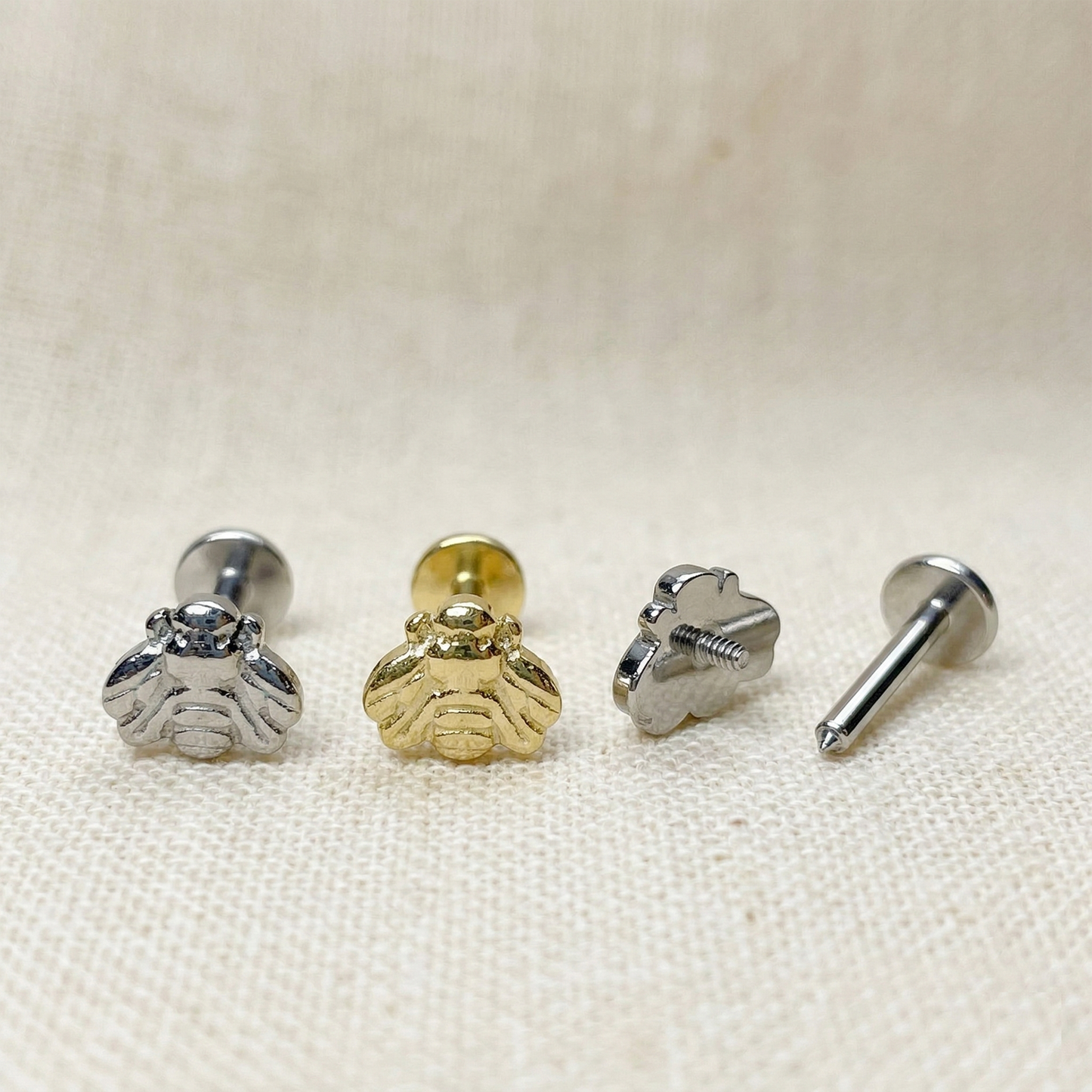 Titanium Bee Threaded Labret Stud 16G