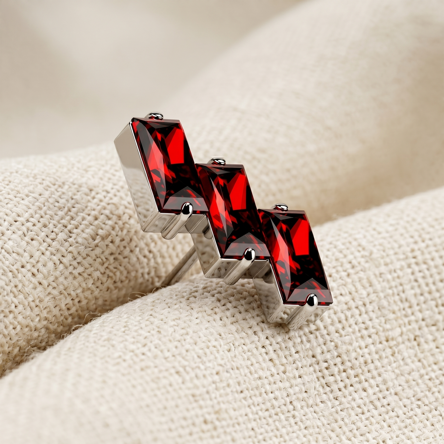 Titanium 3-CZ Baguette Threadless Top