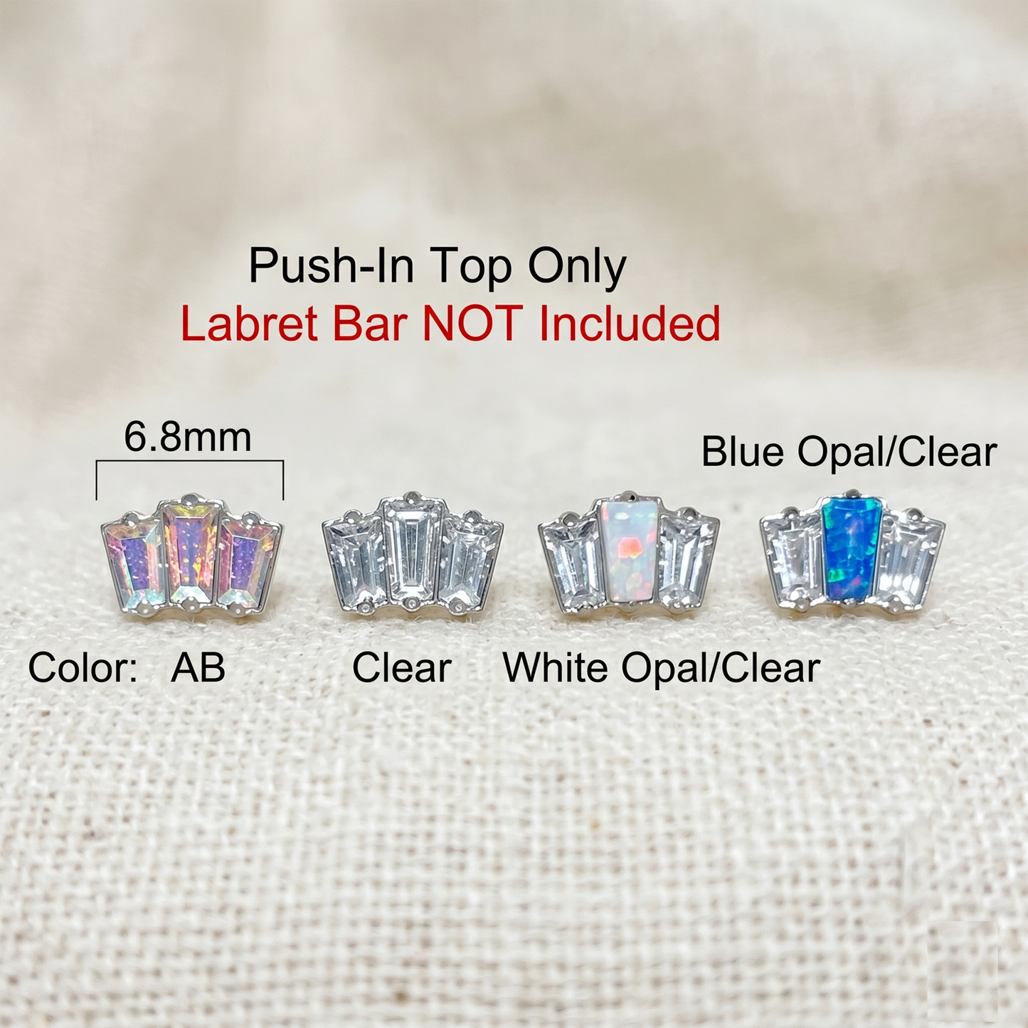 Titanium Triple CZ Baguette Threadless Top