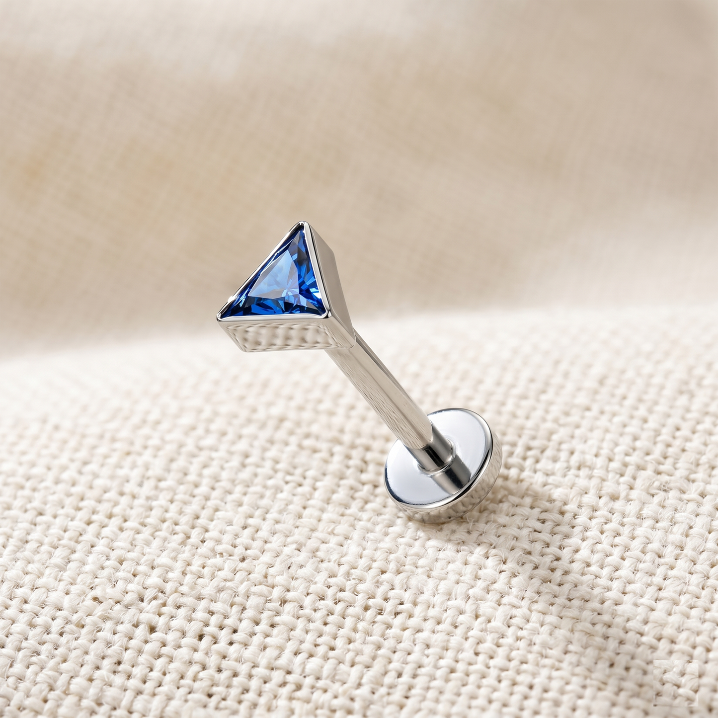 Titanium Triangle CZ Threadless Stud