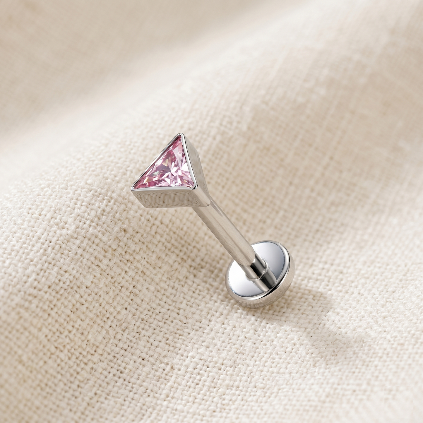 Titanium Triangle CZ Threadless Stud