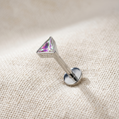 Titanium Triangle CZ Threadless Stud