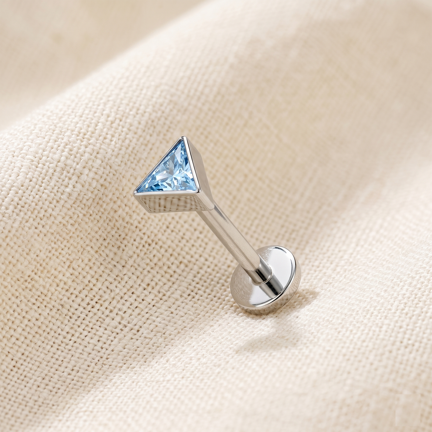 Titanium Triangle CZ Threadless Stud