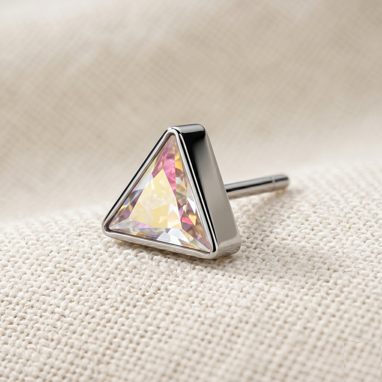 Titanium Triangle CZ Threadless Top