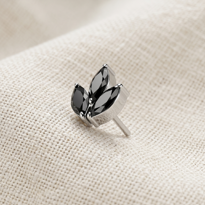 Titanium 3-Marquise CZ Leaf Threadless Top