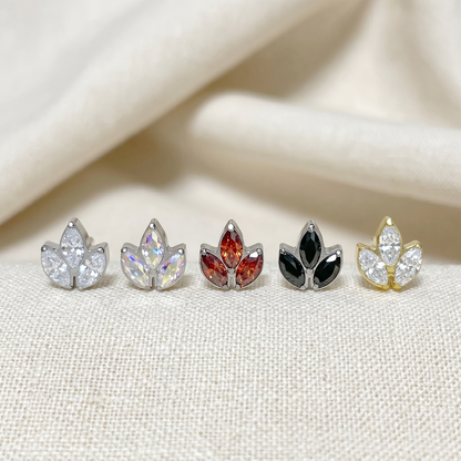 Titanium 3-Marquise CZ Leaf Threadless Top