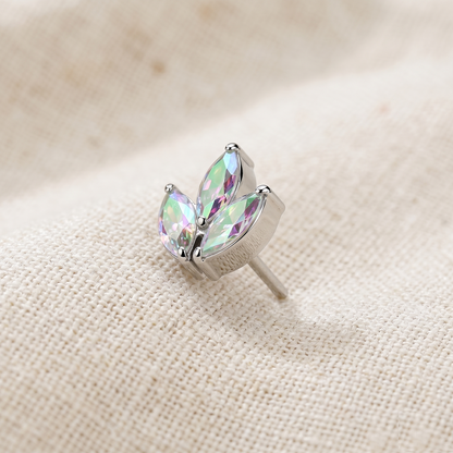 Titanium 3-Marquise CZ Leaf Threadless Top