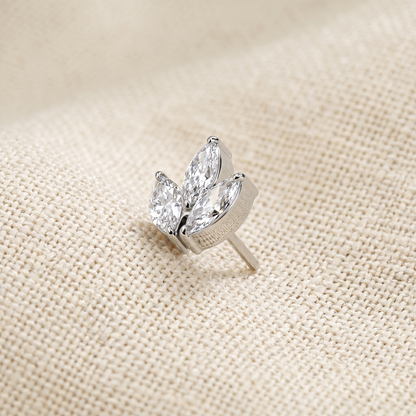 Titanium 3-Marquise CZ Leaf Threadless Top