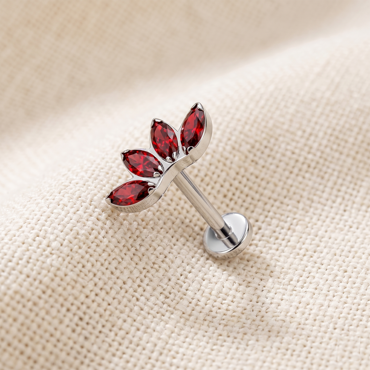 Titanium 4-Marquise CZ Fan Threadless Bar