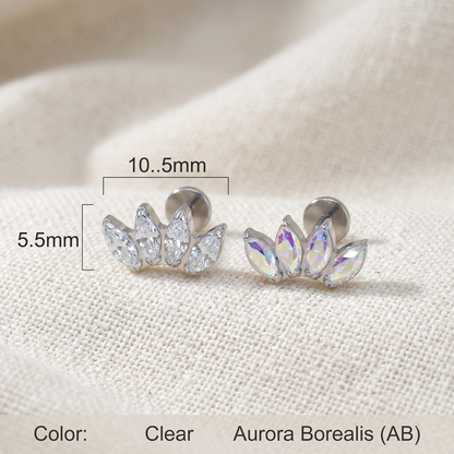 Titanium 4-Marquise CZ Fan Threadless Bar