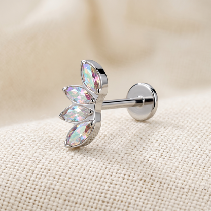 Titanium 4-Marquise CZ Fan Threadless Bar