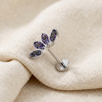 Titanium 4-Marquise CZ Fan Threadless Bar